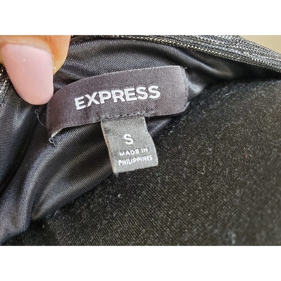 Express Women's Gray Polyester Off The Shoulder Knee Length Dress Size Small - Picture 8 of 11